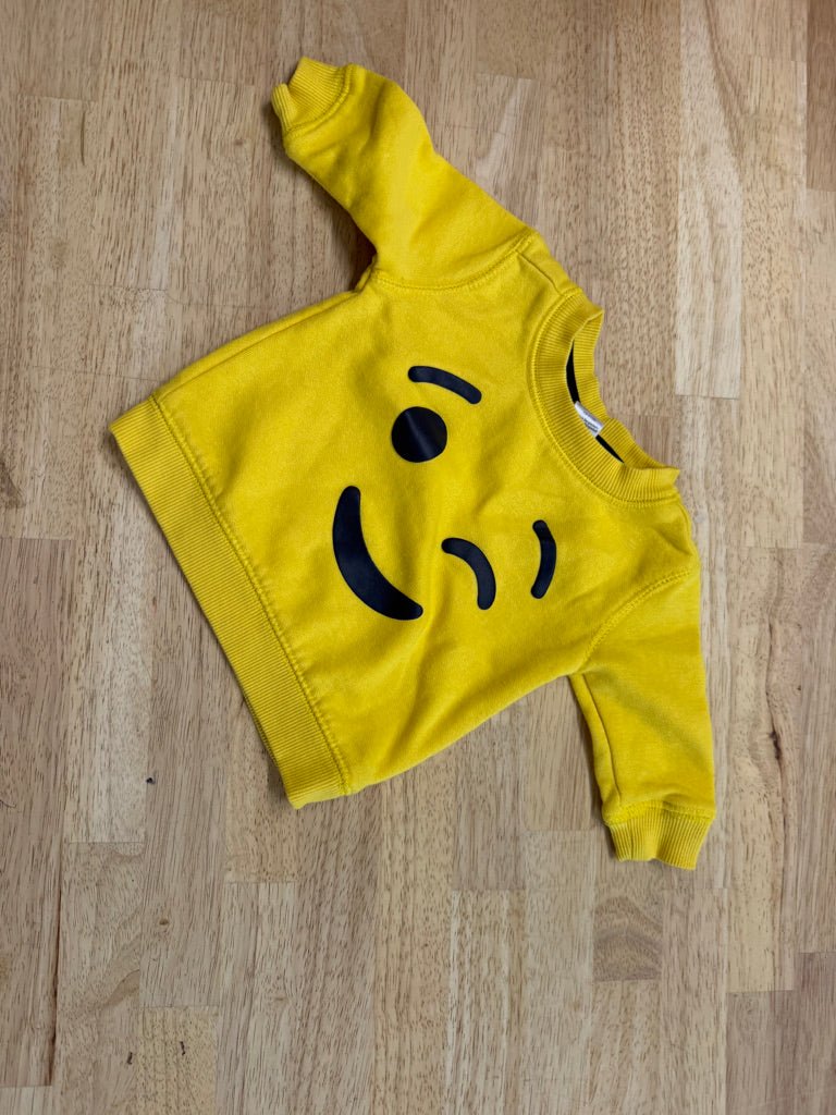 George Smiley Wink Face Sweatshirt – 0–3M | Yellow - Nest and Sprout-Consignment