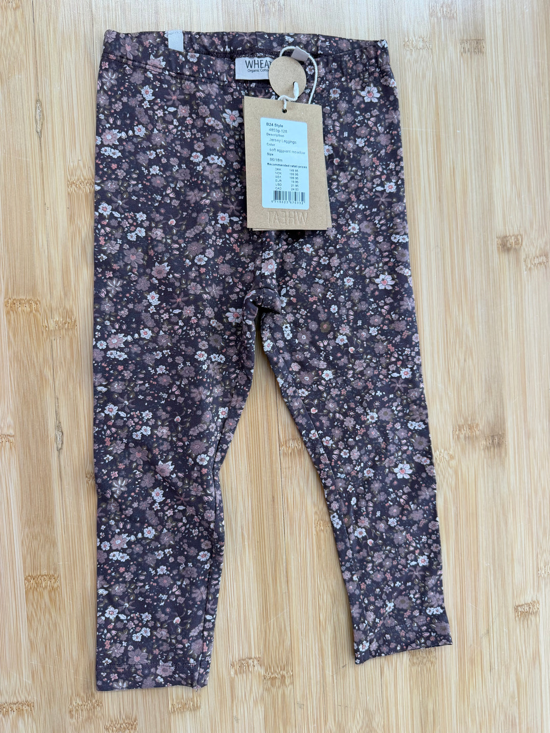 Wheat Jersey Legging –18M| Soft Eggplant Meadow | NWT