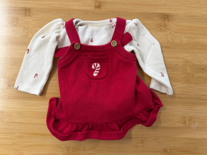 Carter's Holiday Outfit – Newborn | Candy Cane Terry Bodysuit & Red Knit Dress | Holiday