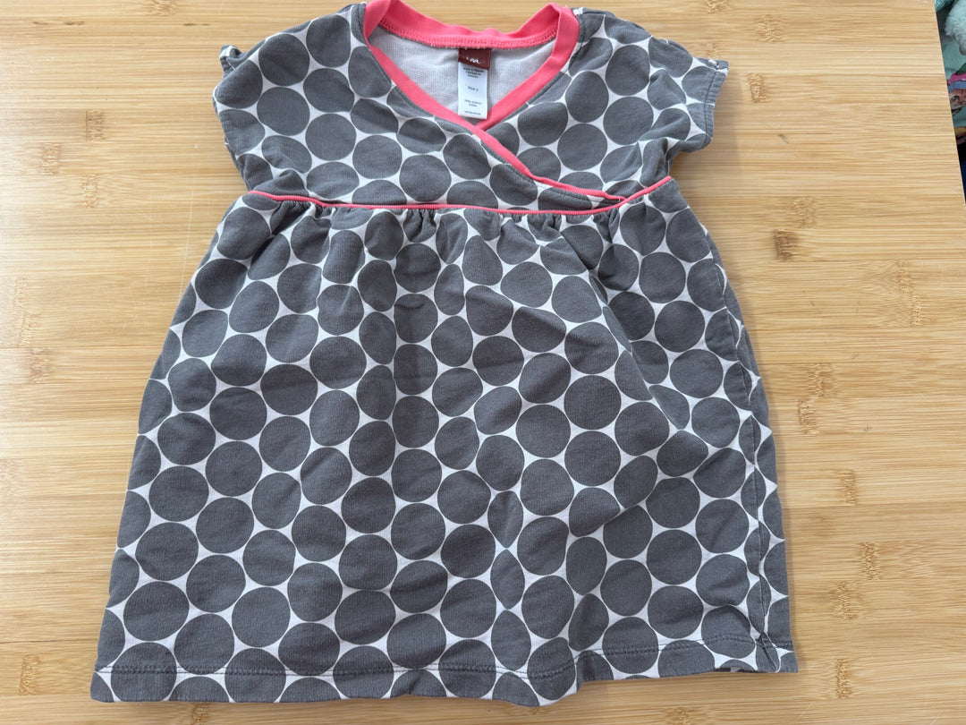 Tea Collection Grey Circle Dress with Pink Cross & Highlights – 3