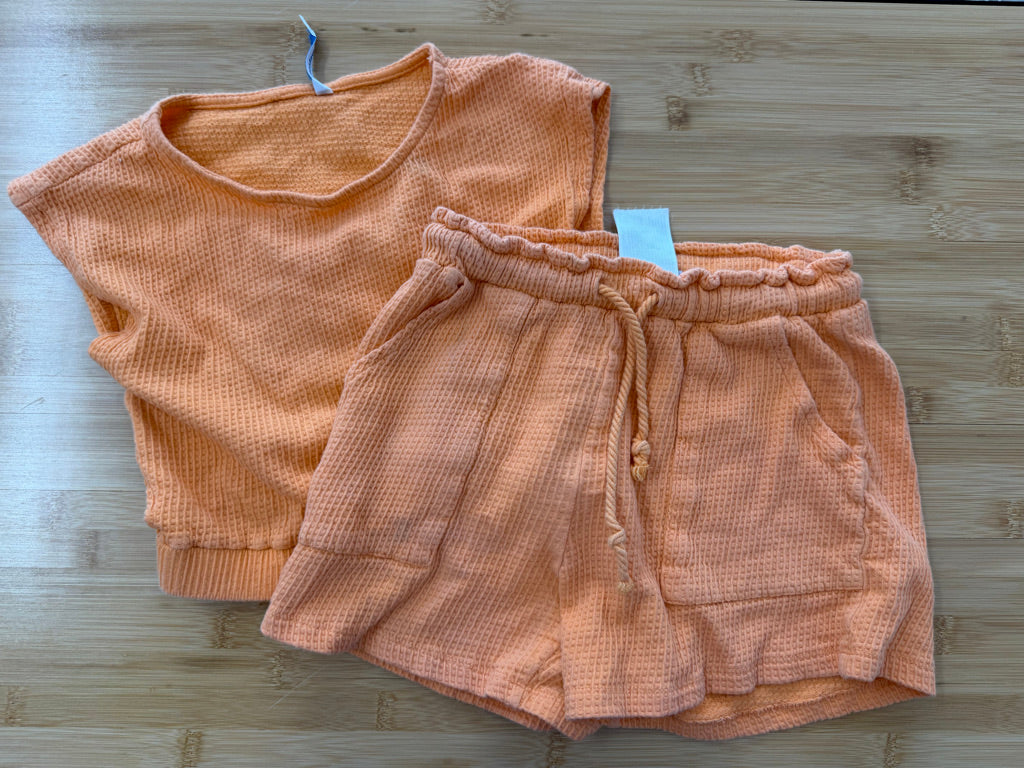 Mayoral Two-Piece Set – 12 (Fits 10) | Orange Crop Top & Shorts