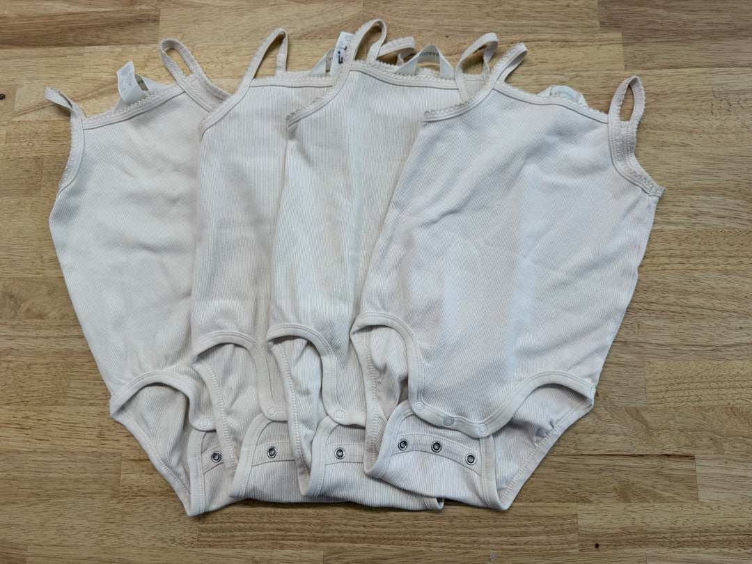 H&M Bodysuit Set of 4 – 18M | Cream Tank Top Adjustable Diaper Snaps