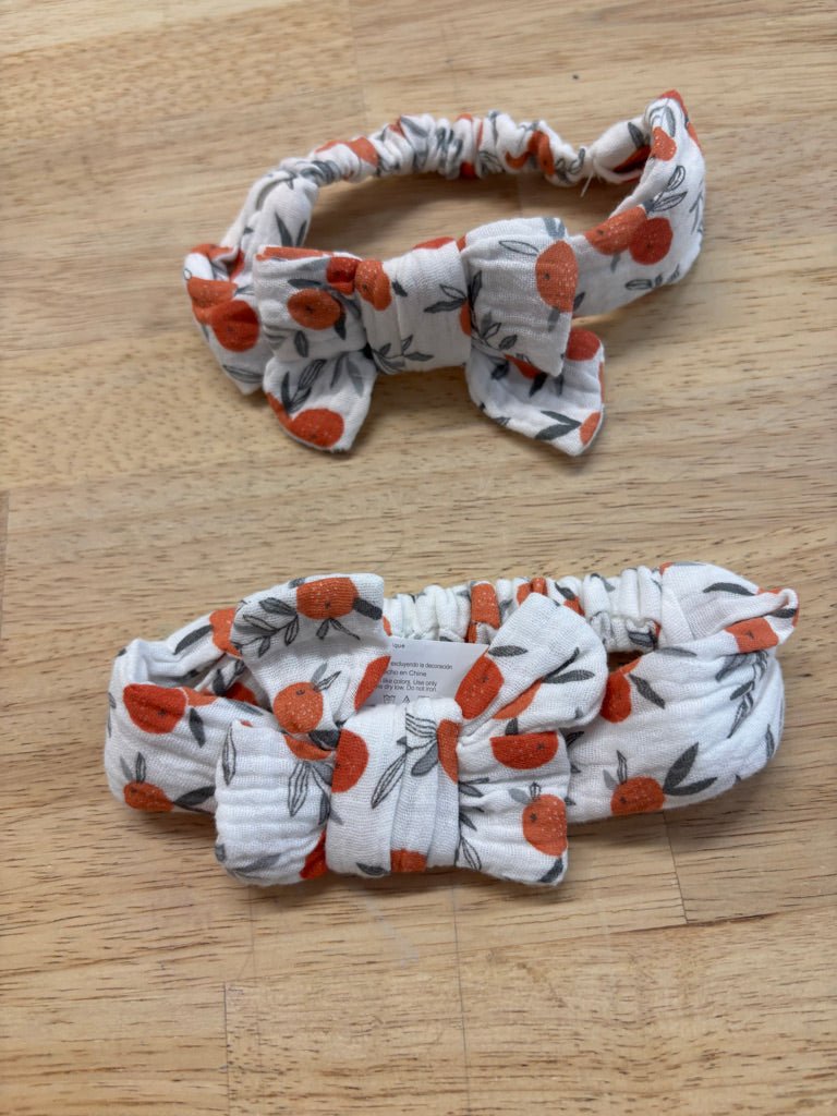 PL Baby Headband - White Muslin with Oranges (2 Available) - Nest and Sprout - Consignment