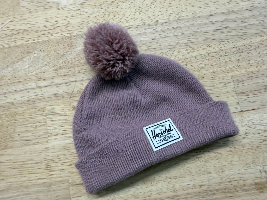 Herschel Pompom Toque – 0–6M | Dusty Pink/Purple