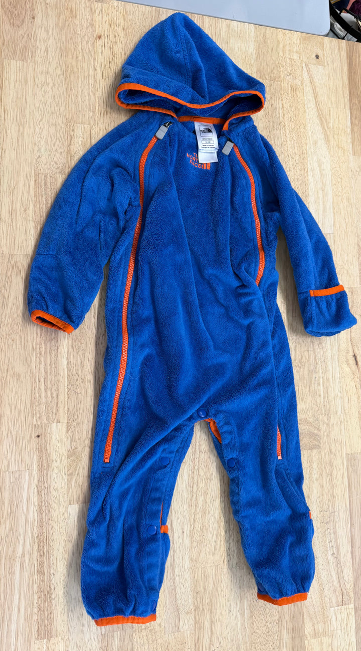 The North Face Fleece Bunting Suit – 12–18M | Blue Orange Zipper Snap Crotch