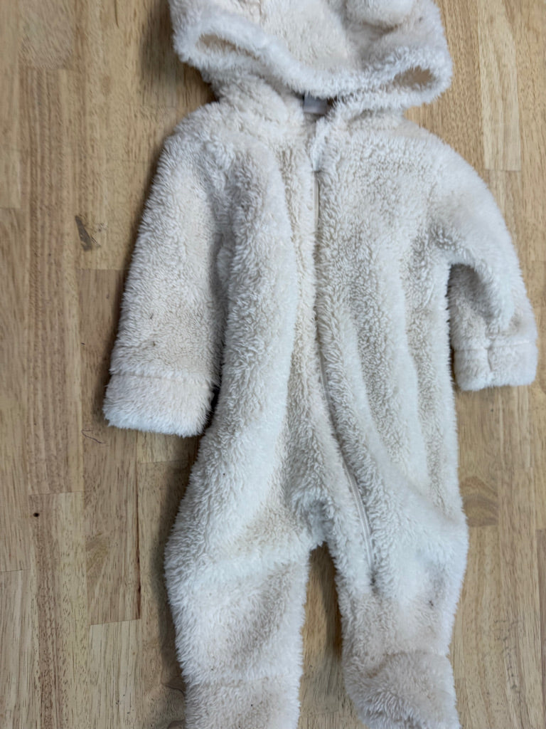 Old Navy Fleece Sherpa Bunting Suit – 3–6M | White Lightweight