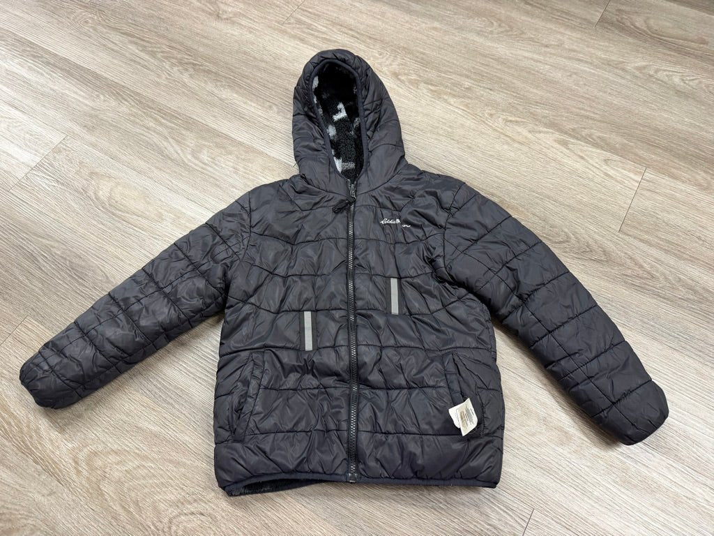 Eddie Bauer Reversible Jacket – 7/8 | Black Puffer & Camo Fleece | Play - Nest and Sprout-Consignment