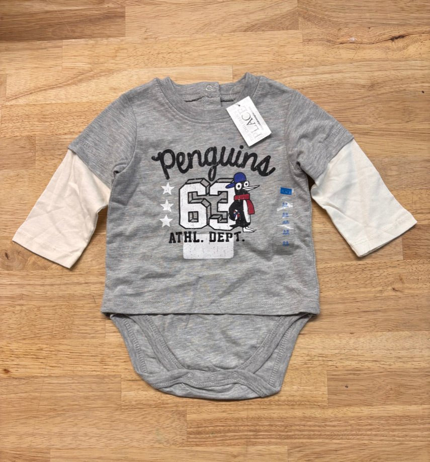Children’s Place Bodysuit – 6–9M Penguin Graphic - Nest and Sprout - Consignment