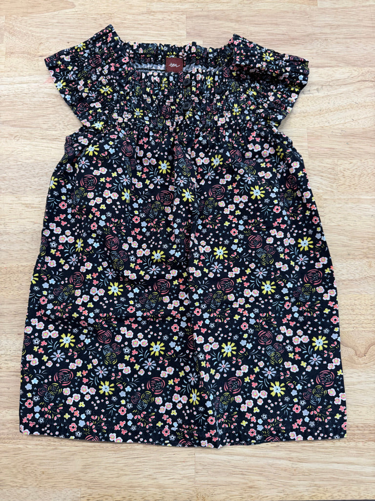 Tea Collection Dress – 4 | Navy with Pink and Yellow Floral | Smocked Bodice