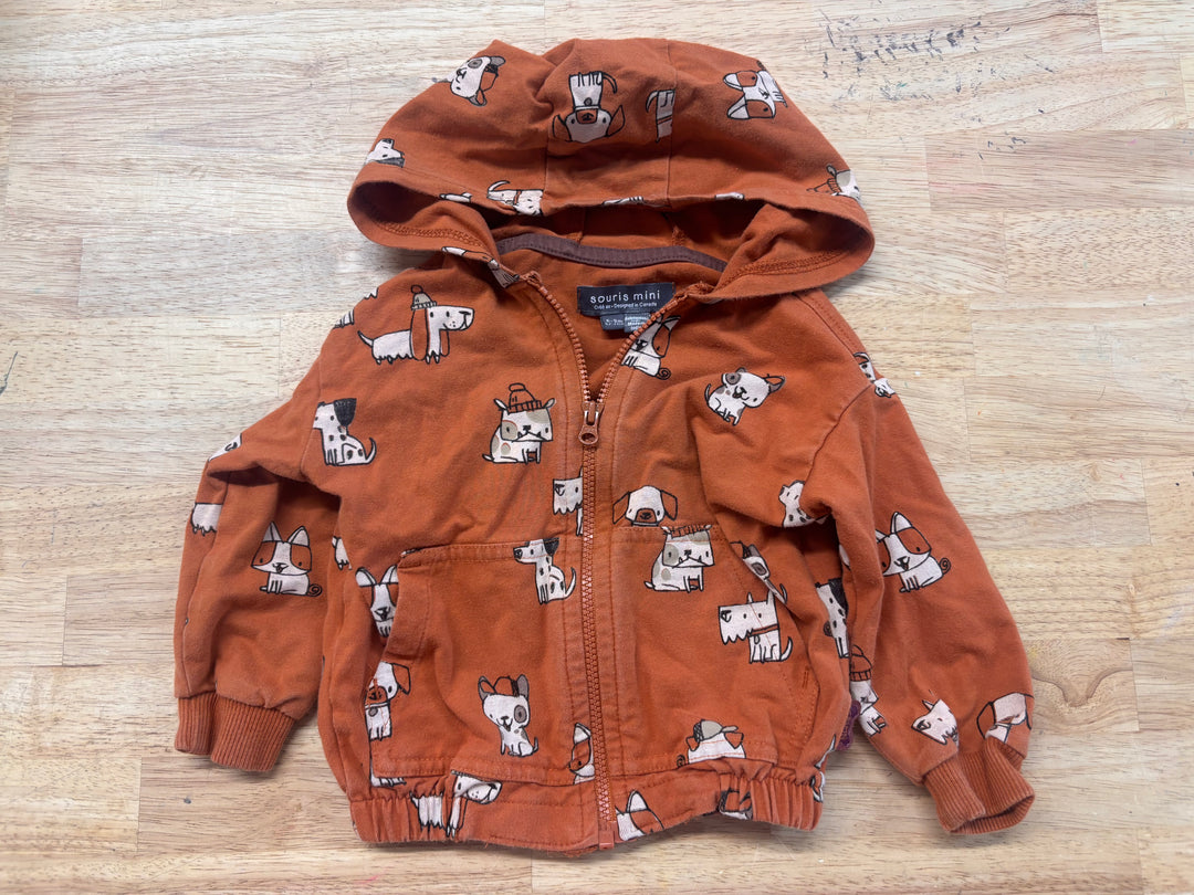 Souris Mini Puppy Dog Hooded Top Orange 6-9M