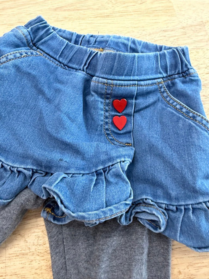 Coco Rita Denim Skirt with Leggings – 100 | Light Imperfect Stain Noted - Nest and Sprout - Consignment