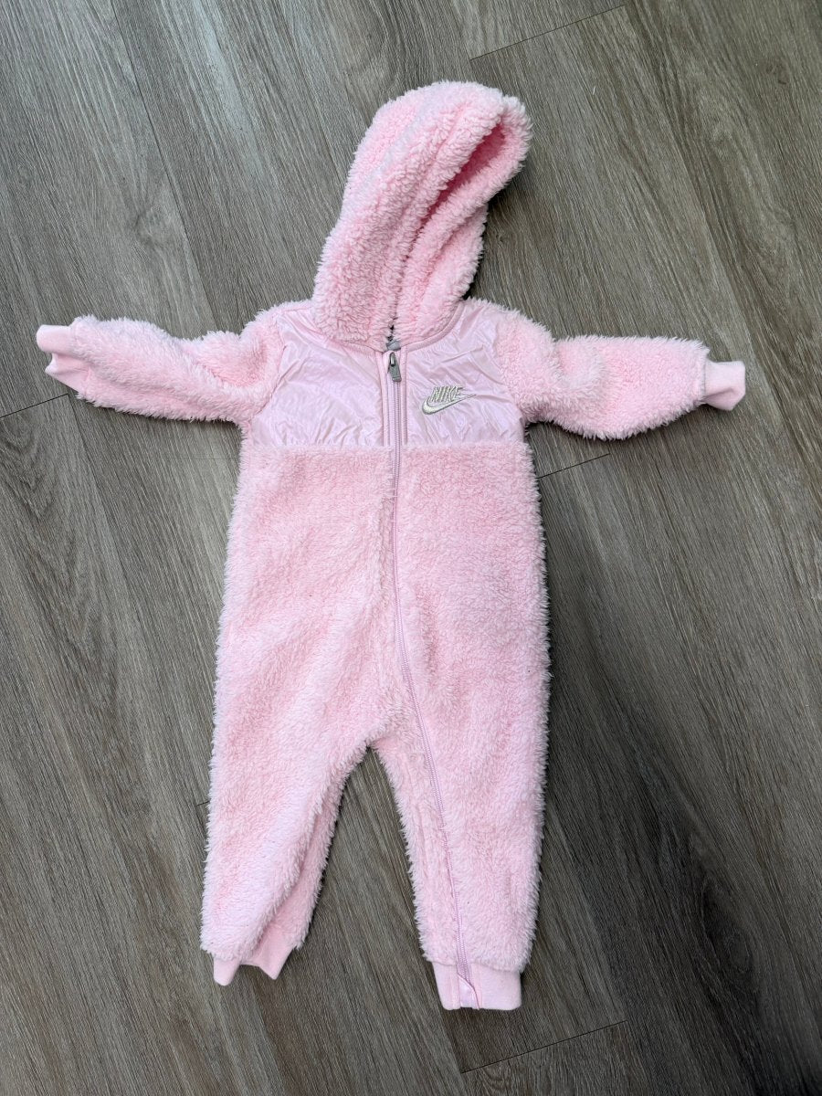 Nike Fleece Bunting Suit – 12M | Fuzzy Footless Hooded - Nest and Sprout - Consignment