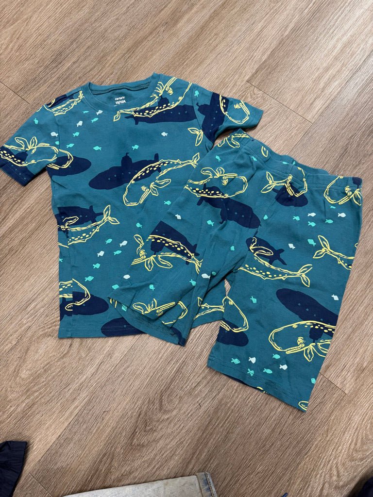 Carter's PJ Set – 10Y | Submarine Whale Print on Teal Two-Piece - Nest and Sprout-Consignment