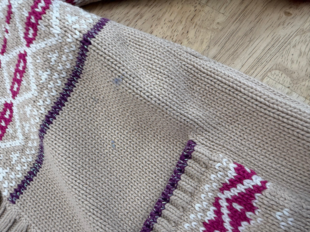 Maggie and Zoe Knit Sweater – 5T | Fuchsia and Brown