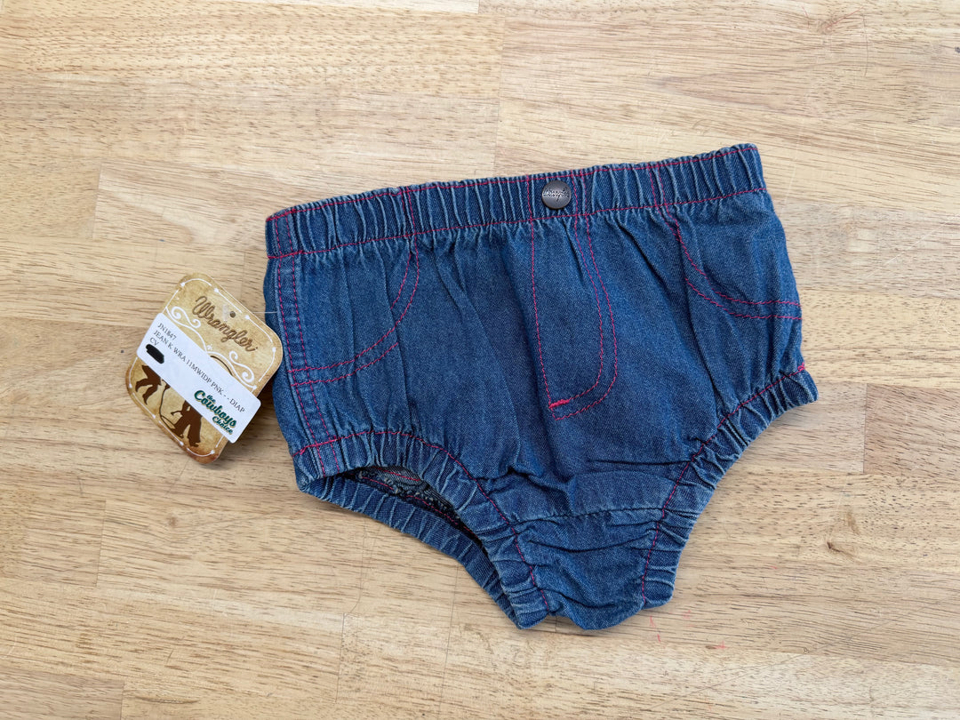 Wrangler Denim Diaper Cover – 18M | Pink Stitching, New with Tags