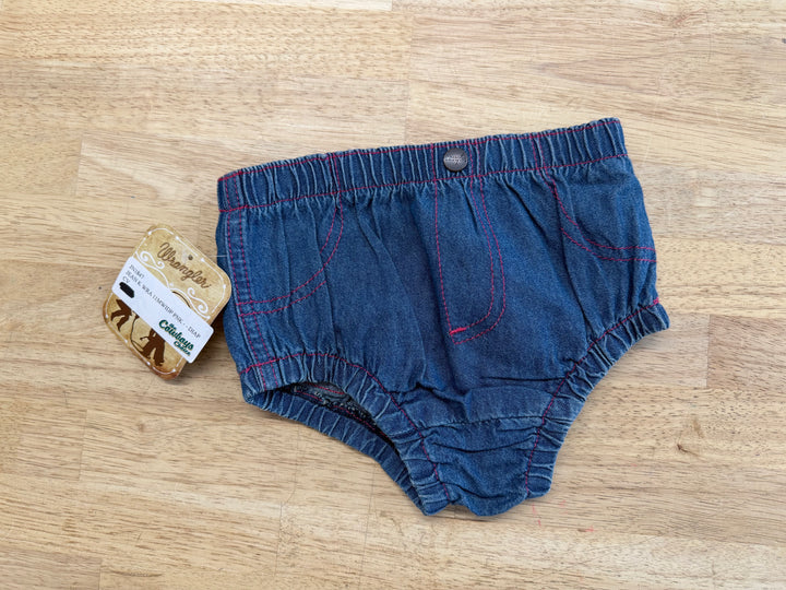 Wrangler Denim Diaper Cover – 18M | Pink Stitching, New with Tags