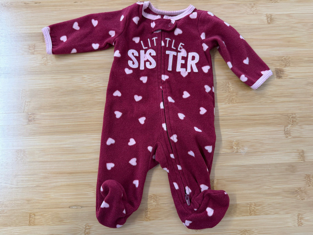 Carter's Sleeper – Newborn | Burgundy Heart Print