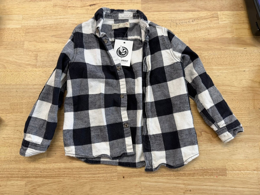 Zara Boys Flannel Shirt Navy White | Size 5 - Nest and Sprout - Consignment