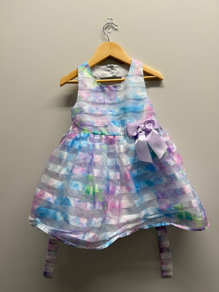 Jona Michelle Special Occasion Dress – 3 | Pink Purple Tulle Underlay Bow Button-Up - Nest and Sprout-Consignment