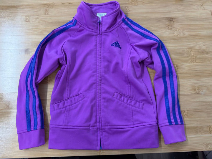 Adidas Zip-Up Track Jacket – 4 | Light Purple & Purple Stripes - Nest and Sprout-Consignment