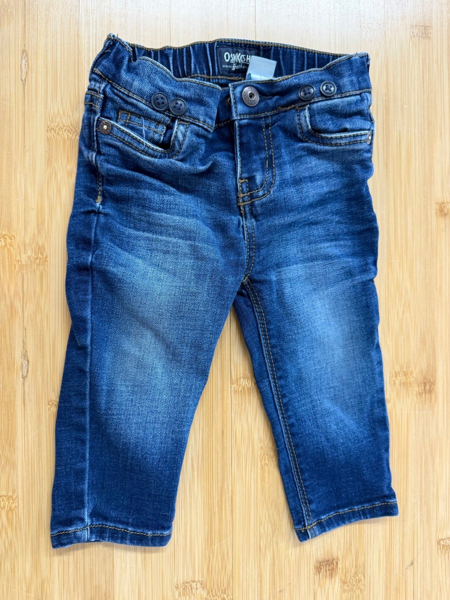 OshKosh jeans – 6/9 Months | Denim | Medium Wash | Suspender Buttons - Nest and Sprout-Consignment