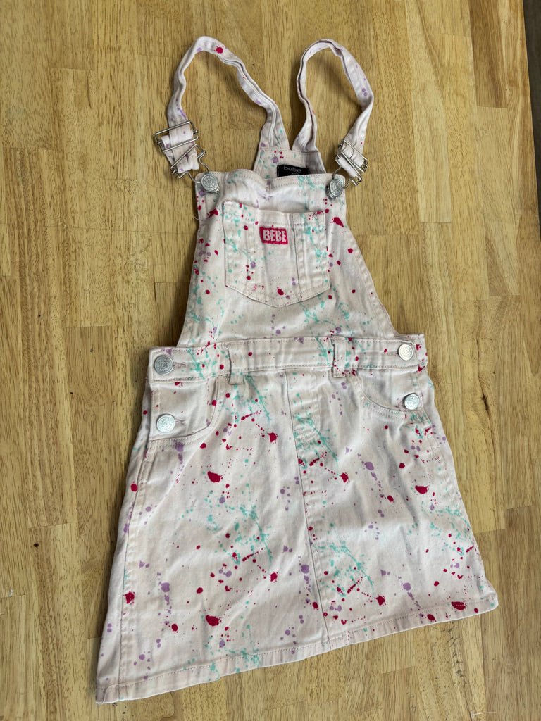 Bebe Pink Paint Splatter Denim Jumper | Size 7/8 - Nest and Sprout - Consignment