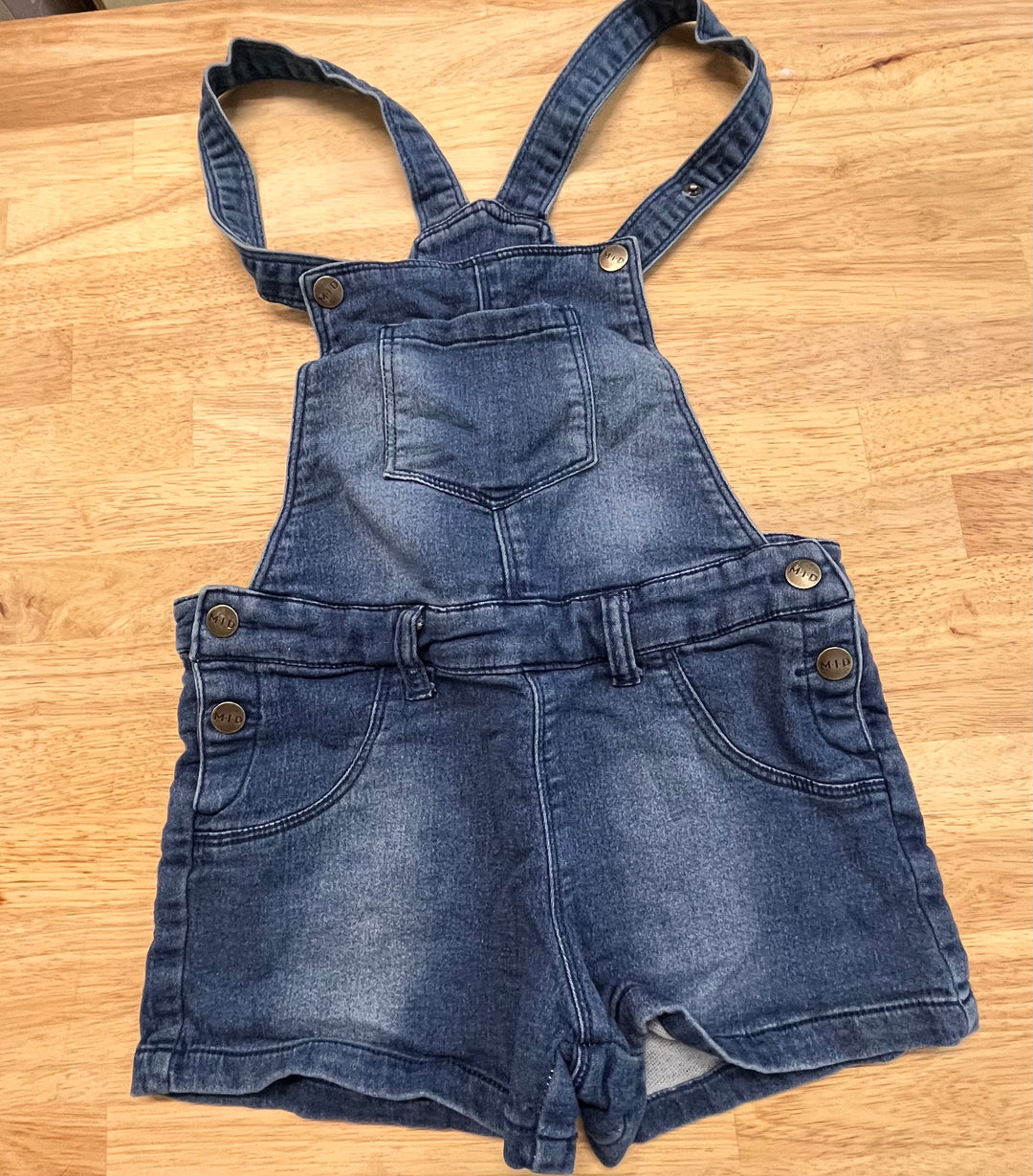 Mid Size 8 Short Overalls - Medium Wash