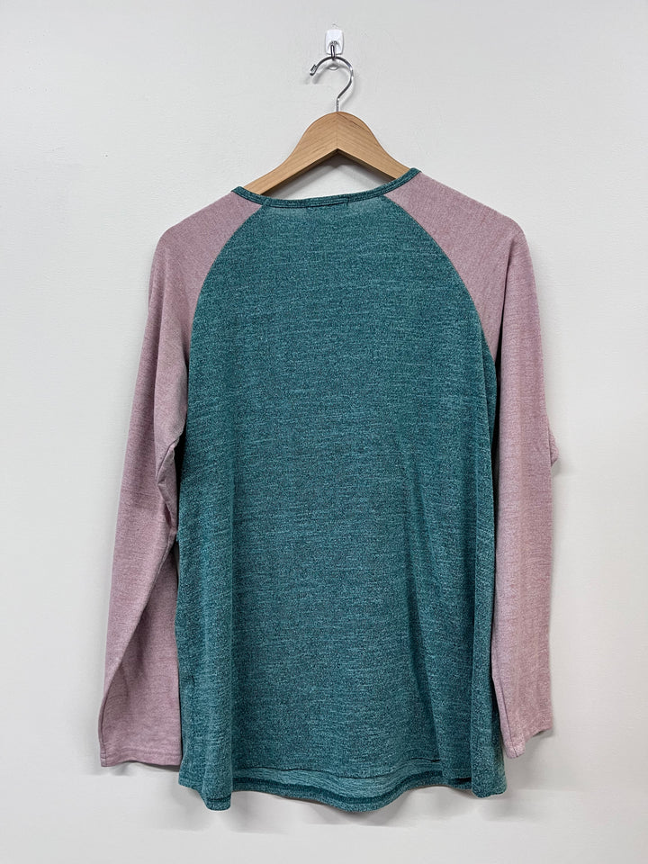 Bearsland Nursing Top, XL, Teal and Pink, Long Sleeve