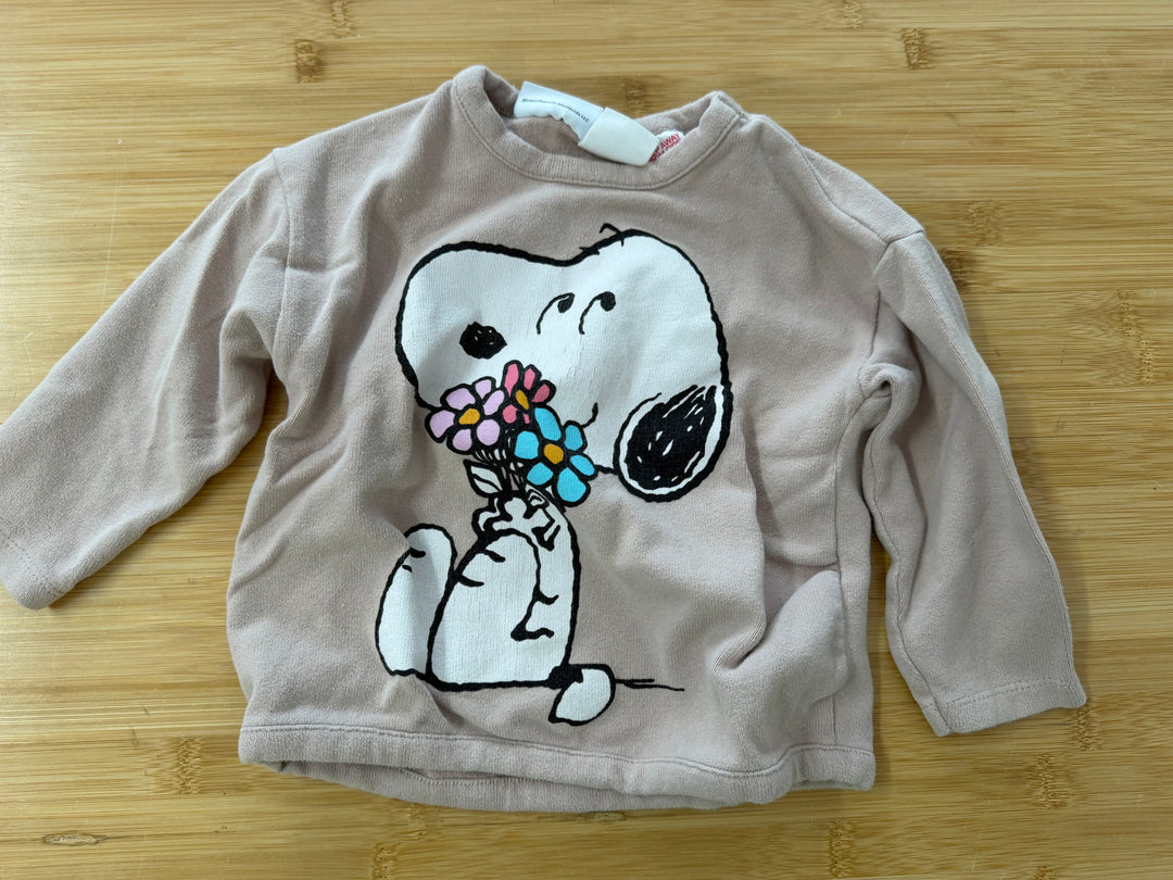 Zara Peanuts Graphic Sweatshirt – 18–24M | Light Pink | Play