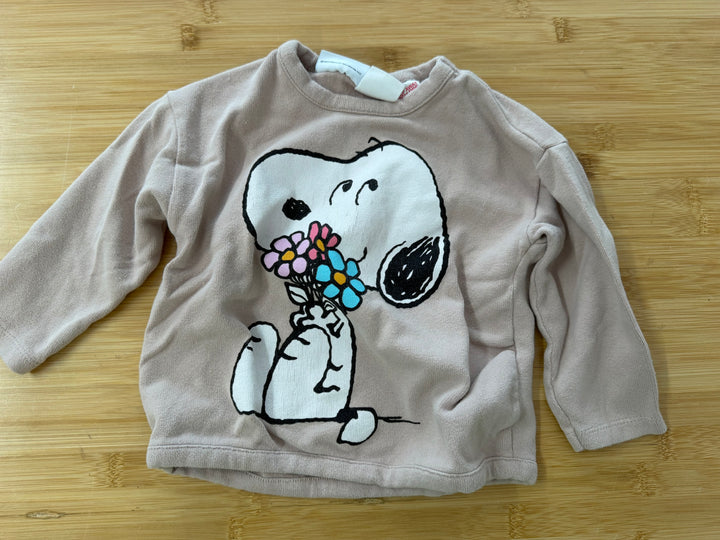 Zara Peanuts Graphic Sweatshirt – 18–24M | Light Pink | Play