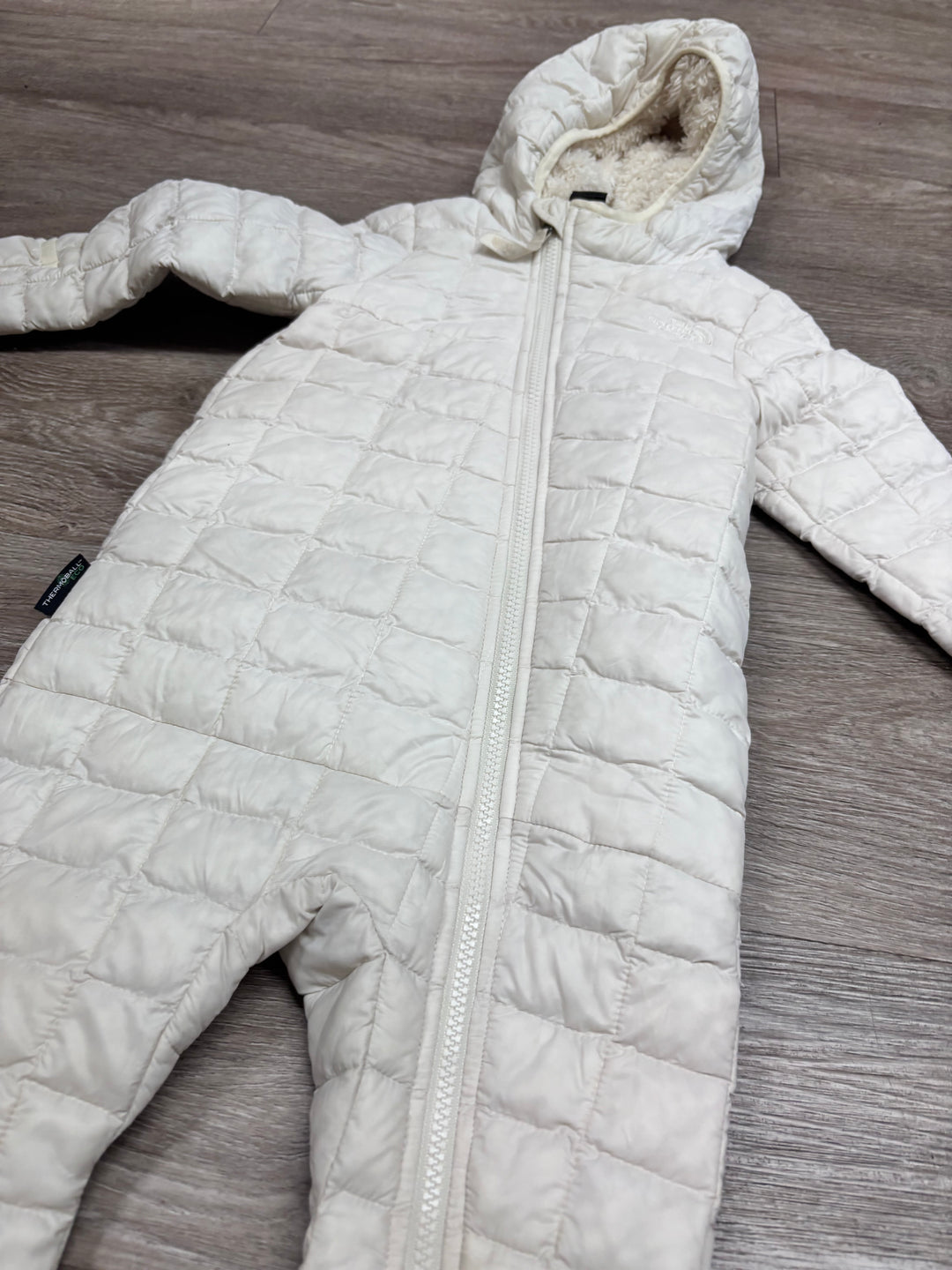 The North Face 18-24M White Sherpa-Lined Quilted Snowsuit