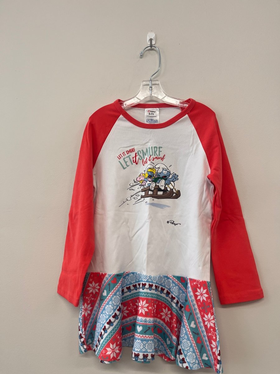 PatPat Smurfs Christmas Dress (NWT) 6/7 - Nest and Sprout - Consignment