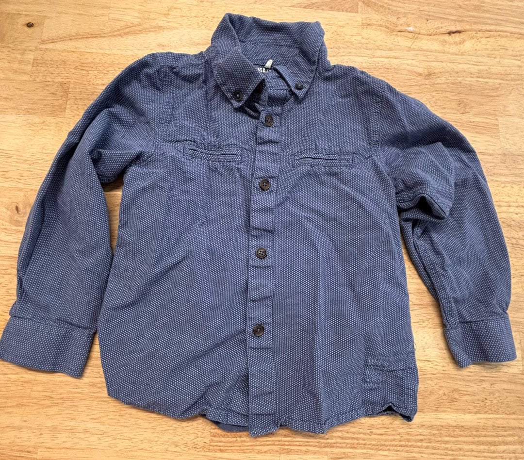 Name It Size 2/3 Button-Up Shirt – Blue Polka Dot (x2)