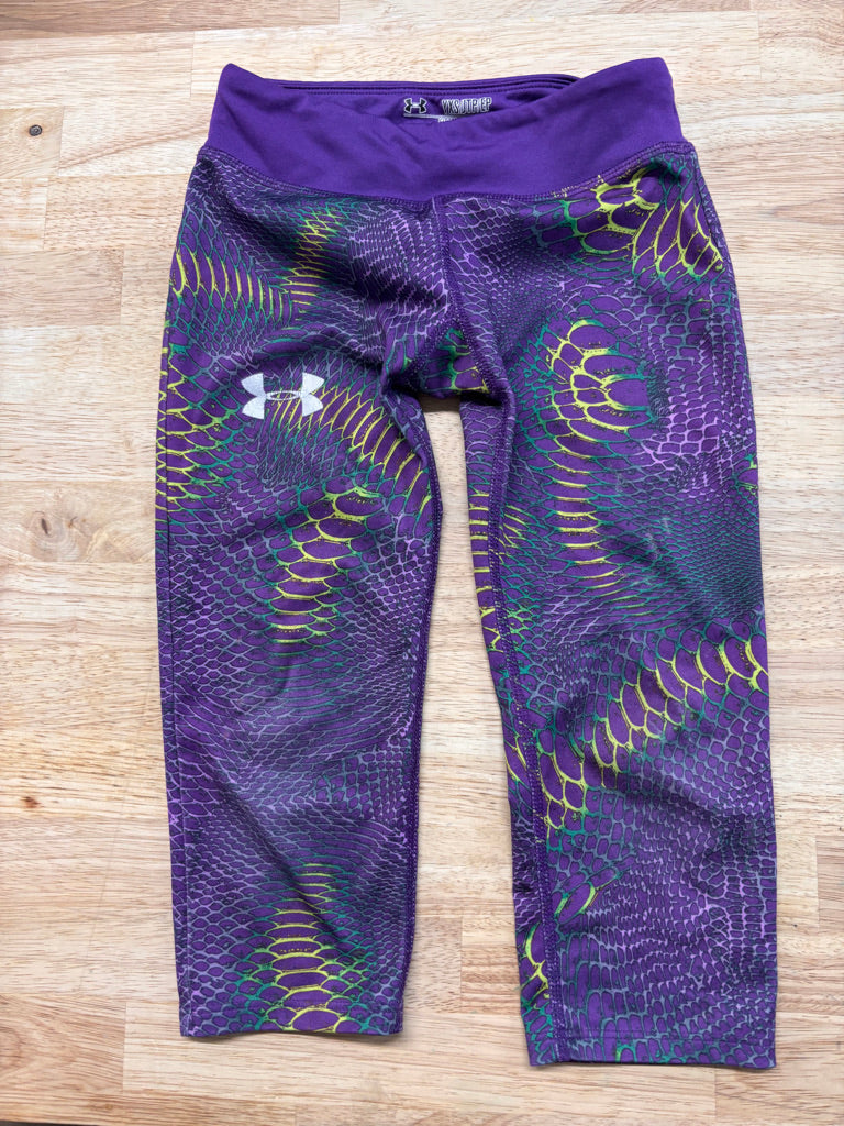 Under Armour Youth XS HeatGear Leggings - Purple Snake Skin