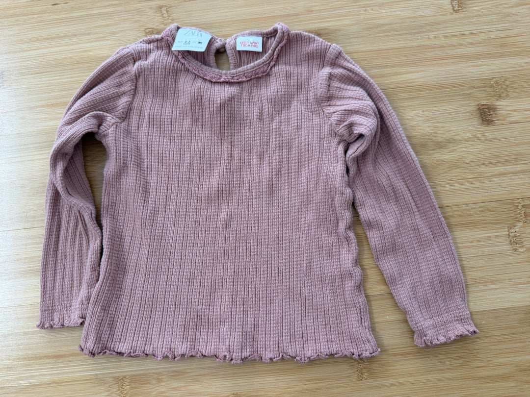 Zara Ribbed Long Sleeve Shirt – 2/3Y | Dusty Rose