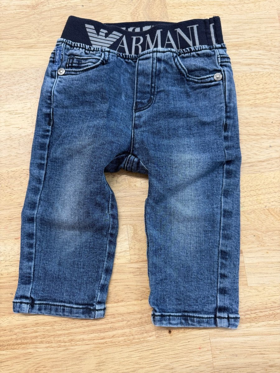 Armani Baby Denim Jeans – 6M | Elastic Waist - Nest and Sprout - Consignment