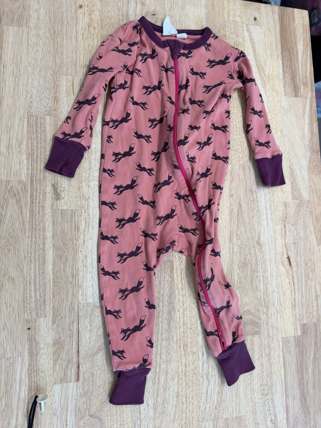 Parade Organics Fox Print Footless Sleeper – 2T | Orange & Purple