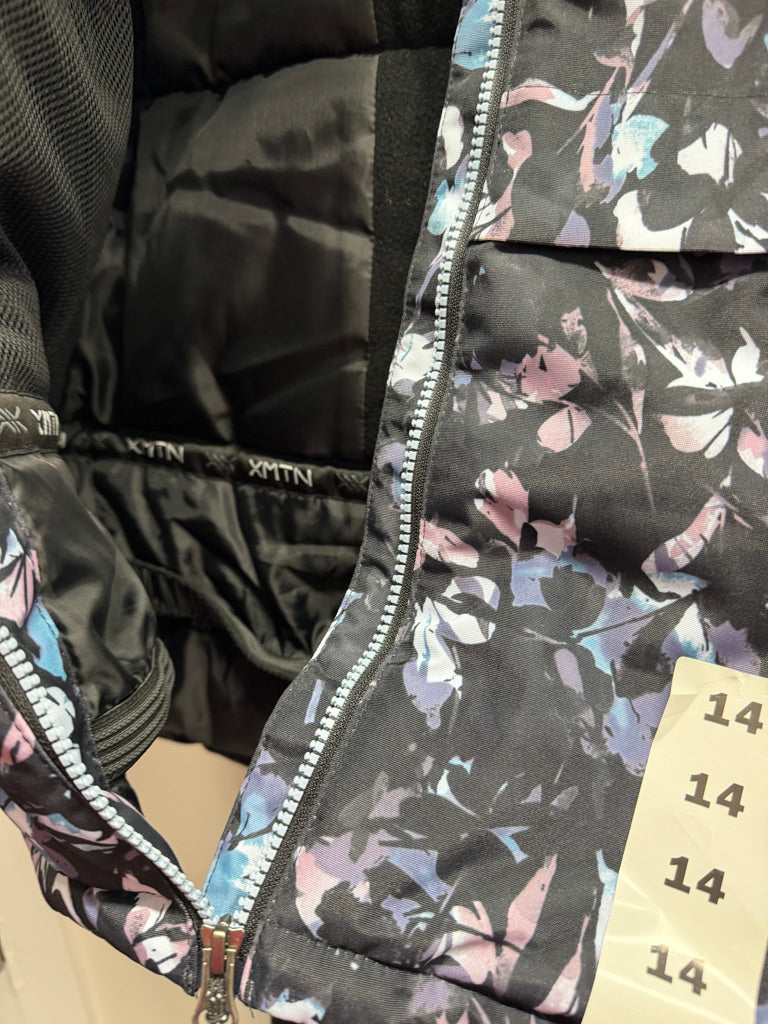 XMTN Snow Suit Set – 14 | Blue Snow Pants & Black Blue Floral Jacket | NWT