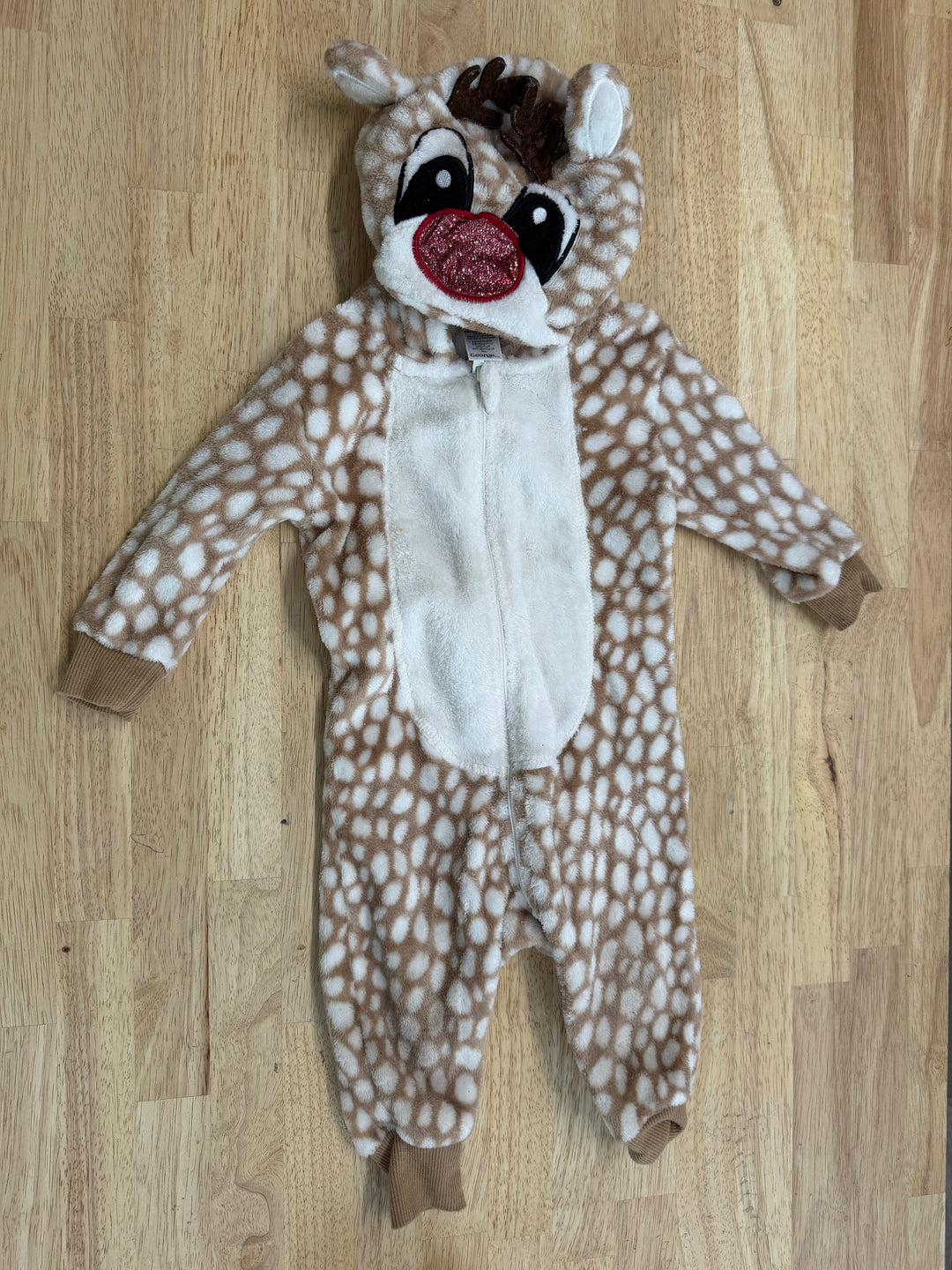 George Reindeer Fleece Suit – 6–12M | Holiday