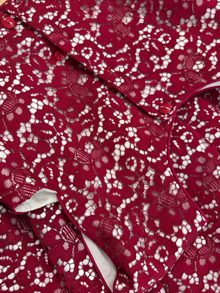 Jona Michelle Special Occasion Dress – 7 | Ruby Overlay with Silver | Button-Up - Nest and Sprout-Consignment
