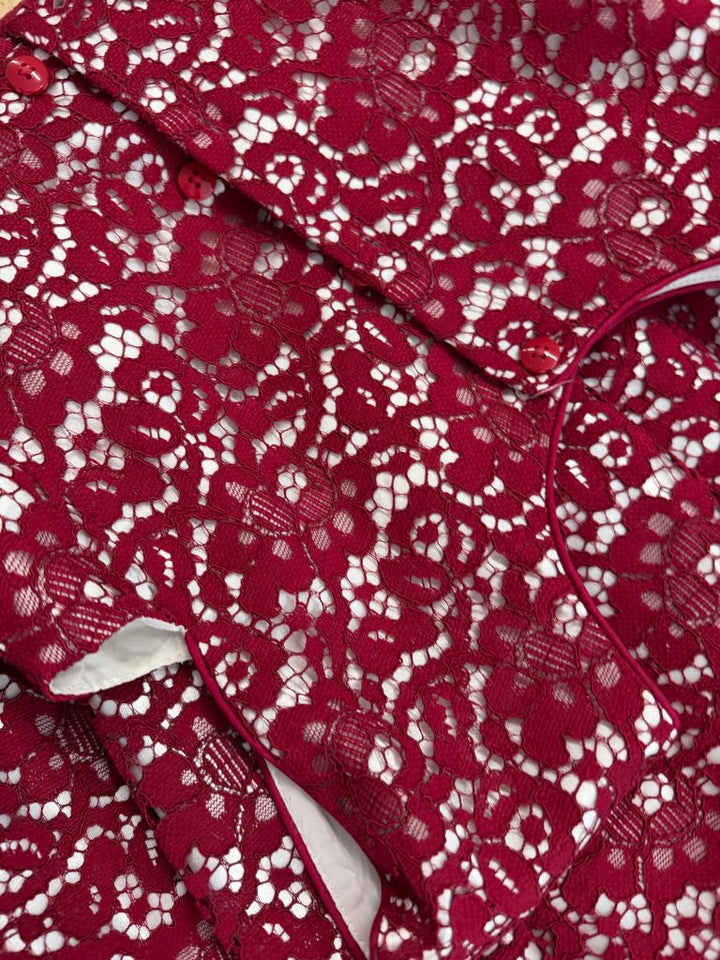 Jona Michelle Special Occasion Dress – 7 | Ruby Overlay with Silver | Button-Up - Nest and Sprout-Consignment