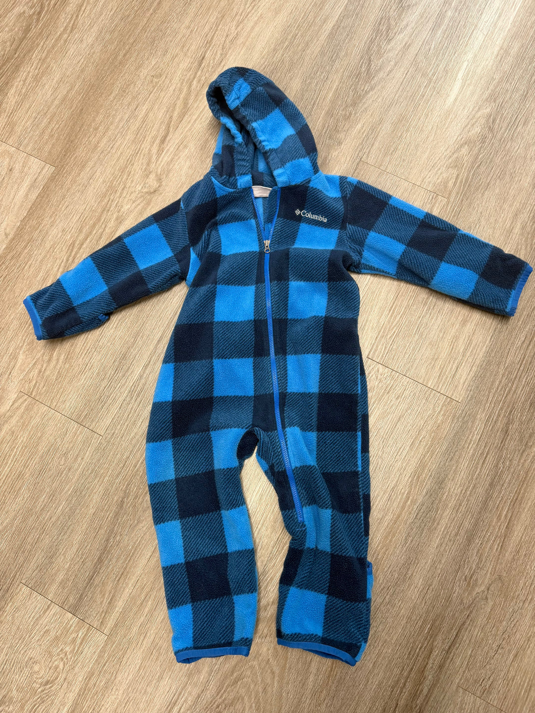 Columbia Fleece Bunting Suit – 18–24M | Blue Plaid