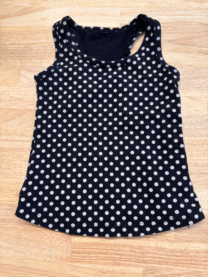Peekaboo Beans Size 2 Tank - Black & White polka dot