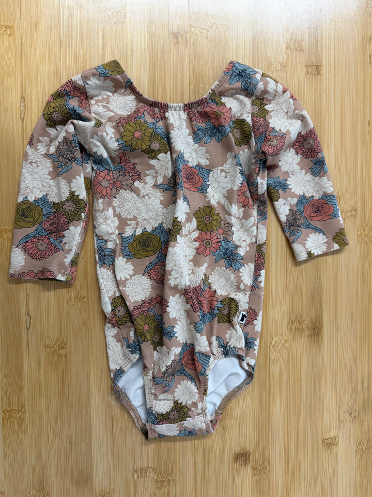 Little & Lively Bodysuit – 3/4T | Brown Floral Long Sleeve