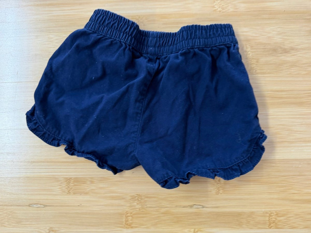 French Toast Ruffle Hem Chino Shorts – 4T | Navy Bow Girl Fit 100% Cotton - Nest and Sprout-Consignment
