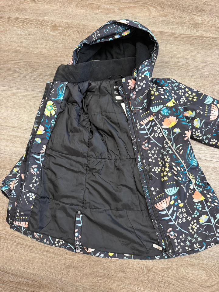 Reima Muhvi ReimaTec Kids' Winter Jacket – 7 (122cm) | Floral on Black | No Fur Hood Trim