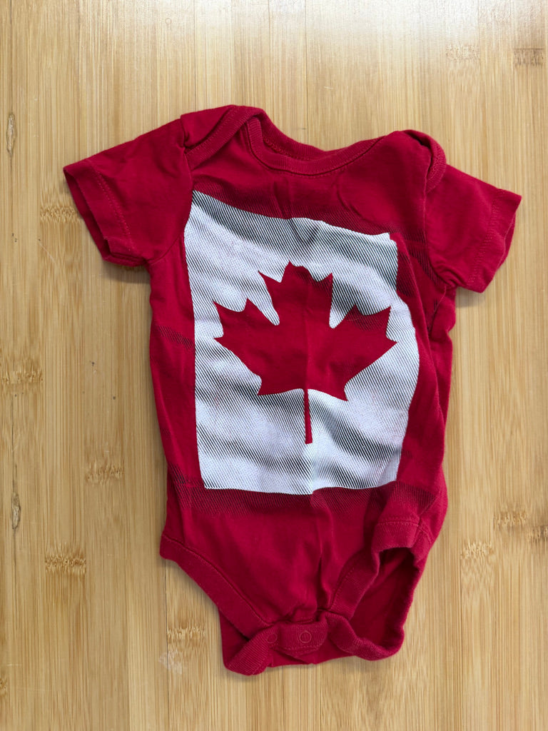 The Children's Place Canada Bodysuit – 0–3M | Red Short Sleeve Maple Leaf | Holiday