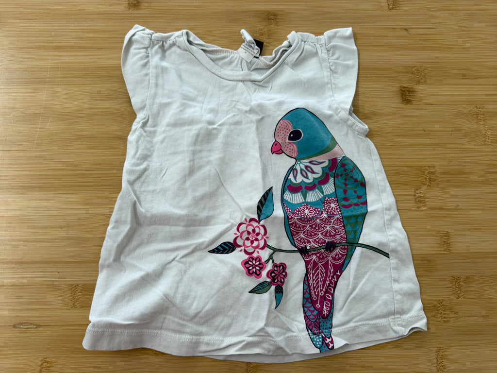 Tea Collection Top | Fuchsia with Bird on Floral Perch