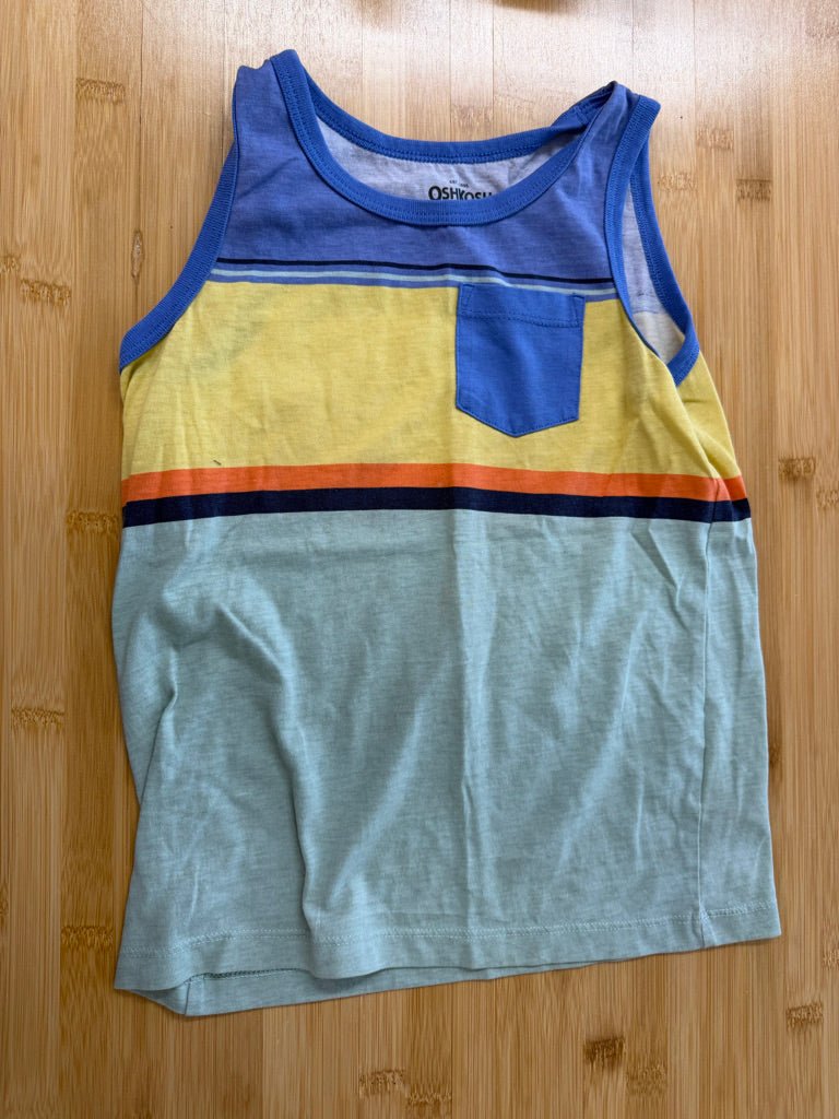 OshKosh Tank Top – 6 | Blue Yellow Light Green Pastels - Nest and Sprout-Consignment