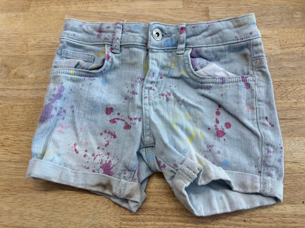George Light Wash Jeans Paint Splatter | Size 7 - Nest and Sprout - Consignment